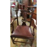 A period lyre back mahogany elbow chair