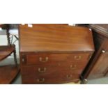 An old mahogany 3 drawer bureau with fitted interior.