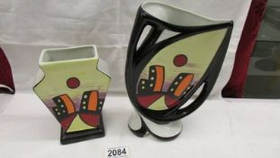 Two Lorna Bailey Manhattan design vases, in good condition with no cracks or chips.