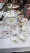 2 Royal Albert tea cups with bases, another tea cup with base,