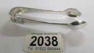 Sterling silver sugar tongs, Sheffield 1905, James Lewis & Sons,