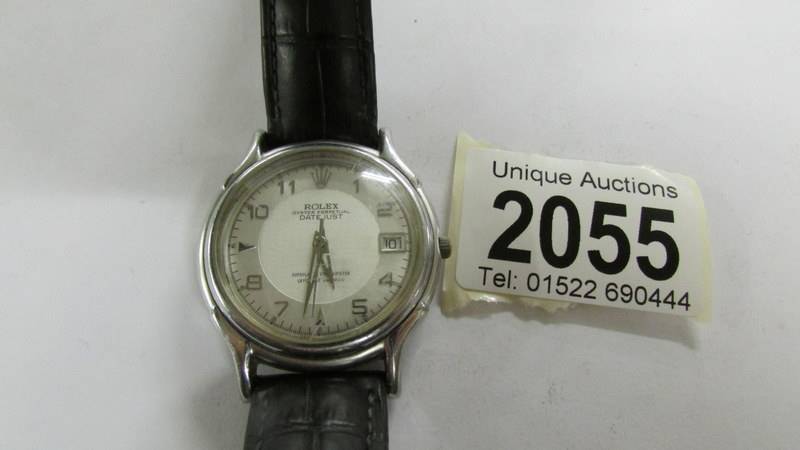 A Rolex Oyster perpetual date set wrist watch on replacement strap. - Image 2 of 9