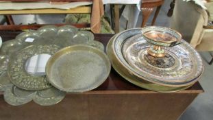 A good lot of Asian and other metal trays.