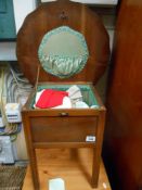 A 1950's sewing work table and contents ****Condition report**** Slight wobble,