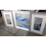 3 large interesting well framed modern prints (2 x 90cm x 60cm & 1 x 90cm x 90cm)