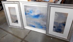 3 large interesting well framed modern prints (2 x 90cm x 60cm & 1 x 90cm x 90cm)