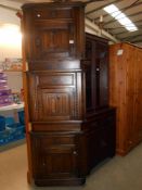 3 low corner cupboards, height 68cm, width at widest 70cm, depth 37.5cm approx.