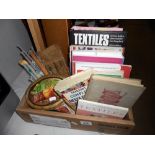 A box of haberdashery, knitting needles,