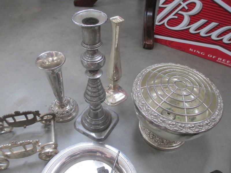 A mixed lot of silver plate including springer spaniel, canons, small gallery tray, - Image 3 of 4