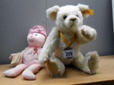 A Steiff Danbury Mint Millenium 2000 bear and a hope breast cancer charity bear