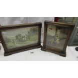 Two unusual oak framed picture clocks with battery movements, both in working order.