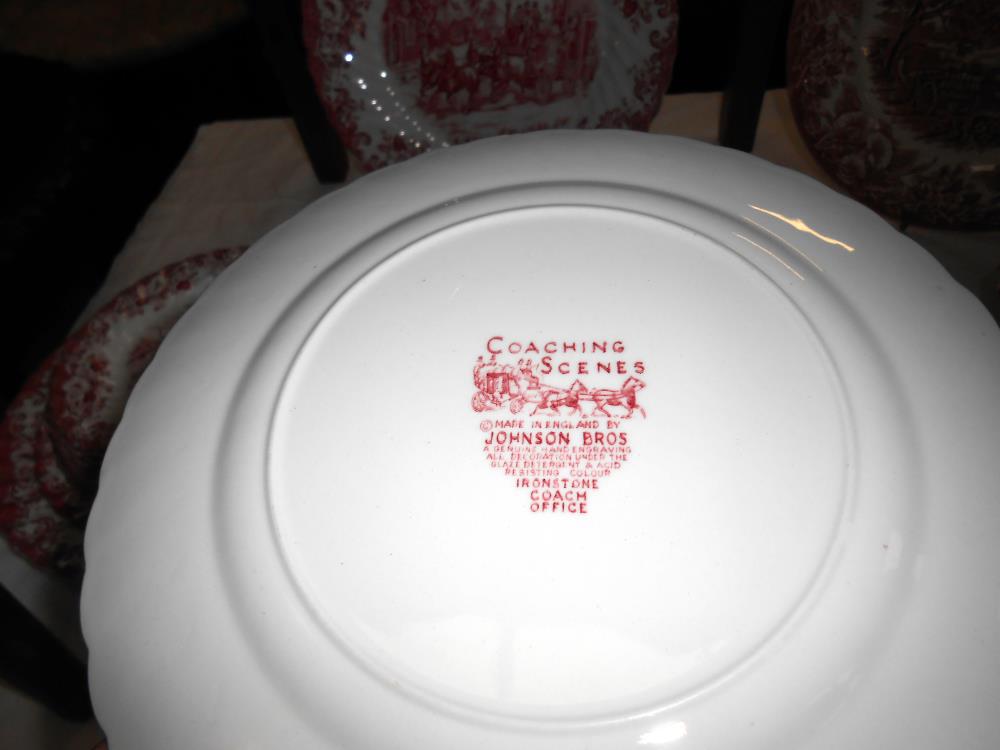 Approximately 26 pieces of Johnson Bros., pink and white dinner set. - Image 4 of 6