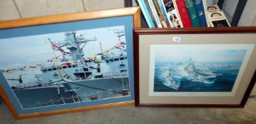 A framed and glazed print by Robert Taylor entitled 'South Atlantic Task Force' (76cm x 59cm) and a