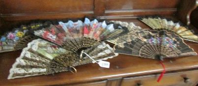 6 vintage fans including embroidered.