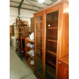 A solid mahogany 2 door glazed bookcase, 5 shelves, with key, height 186.5cm, width 95cm, approx.