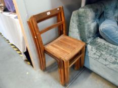 3 vintage Kingfisher stacking school chairs