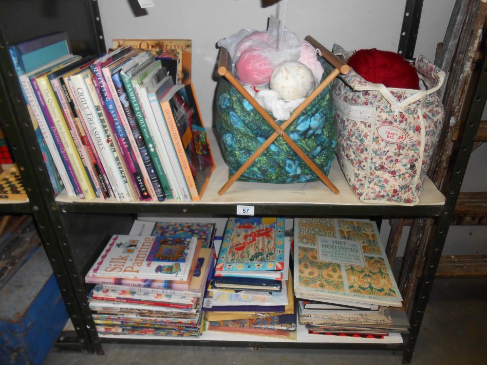 2 shelves of assorted craft books, mainly quilt making, silk painting, embroidiery etc.