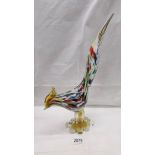 A multi coloured glass pheasant in the style of Murano, 16" (46cm),