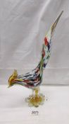 A multi coloured glass pheasant in the style of Murano, 16" (46cm),