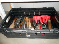 A quantity of tools including chisels, lump hammer etc.