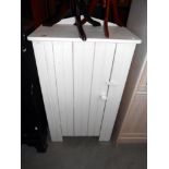 A painted wooden bathroom cupboard, height 91.5cm, width 56cm approx.