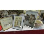 Five framed pictures including oil paintings and watercolours.