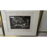 Eddie Bianchi (act.1975-1995) Artist's proof modernist abstract monochrome etching name stamped.