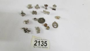 15 assorted charms including some silver but mostly unmarked.