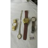 A mixed lot of old watches including ladies Rolex with damaged strap.