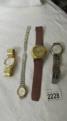 A mixed lot of old watches including ladies Rolex with damaged strap.