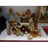 A good lot of wooden items including many toadstools, fruit, bears etc., (1 or 2 pieces may be a/f).