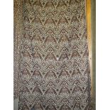 A pair of monochrome brown and white paisley patterned curtains, 214 cm wide x 170 cm drop.