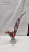 A multi coloured glass rooster in the style of Murano, 15.