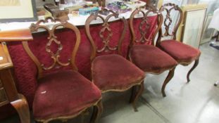 A set of 4 Victorian cabriole leg dining chairs.