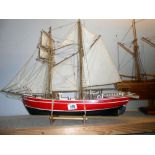 A Wooden model of the Lilla Das Schooner training ship Denmark Height 51cm,