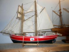 A Wooden model of the Lilla Das Schooner training ship Denmark Height 51cm,