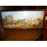 A 20c oil pastel country scene of children playing on a hillside circa 1970's, frame and glazed,