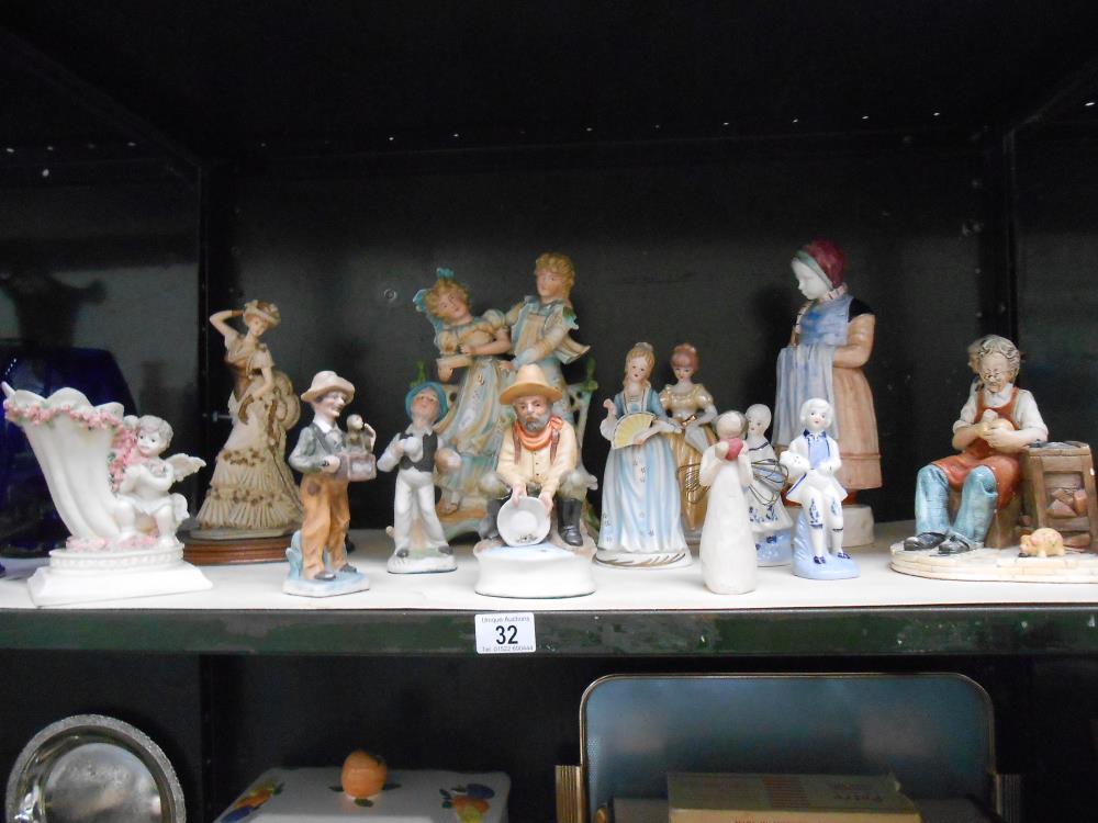 A large Victorian bisque figure group a/f, and a good lot of other figures,