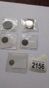 Victorian coins - 1843 EF three half pence, 1843 VF half farthing, 1844 half farthing,