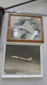 2 framed prints of VX777 and XH539 Auro Vulcan aeroplanes.