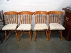 A set of 4 pine kitchen chairs,