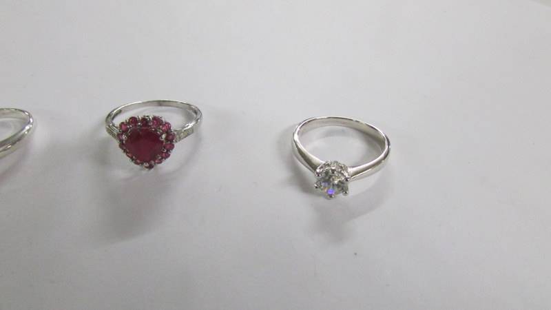 6 assorted silver rings. - Image 2 of 4