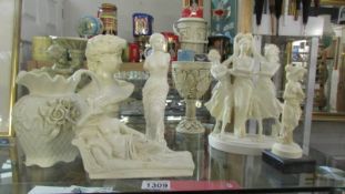 A mixed lot of Greco-Roman style ornaments in plaster and resin.