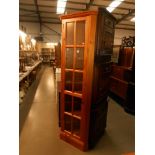 A solid pine corner cupboard height 201cm, width at widest 57cm, depth 37.5cm approx.