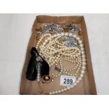 A quantity of misc costume jewellery including necklaces