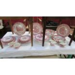 Approximately 26 pieces of Johnson Bros., pink and white dinner set.
