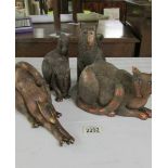 4 Marsha McCarthy cats (circa 2003), one pair of bookends and 2 reclining cats.