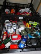 A mixed lot of die cast models including Corgi, Matchbox etc., (2 trays).