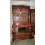 An Early Victorian Secretaire Bookcase with string inlay, excellent interior.