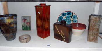 7 pottery items by studio pottery artist Harry Shotton & 1 other